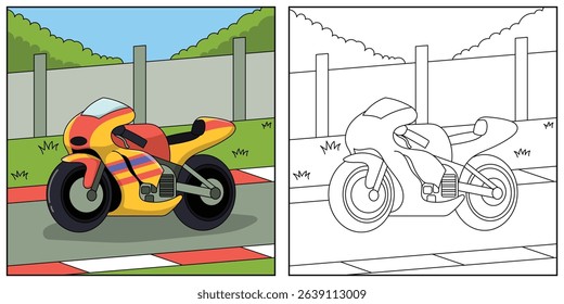 Motorcycle Coloring Page Vehicle Illustration