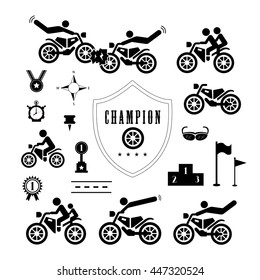 motorcycle competition championship vector symbol set 