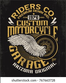 motorcycle concept tee print design as vector