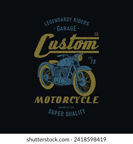 motorcycle concept vintage tee print design as vector with motorcycle drawing