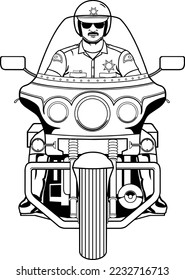 Policía de motocicletas sobre la iluminación de vectores de patrulla