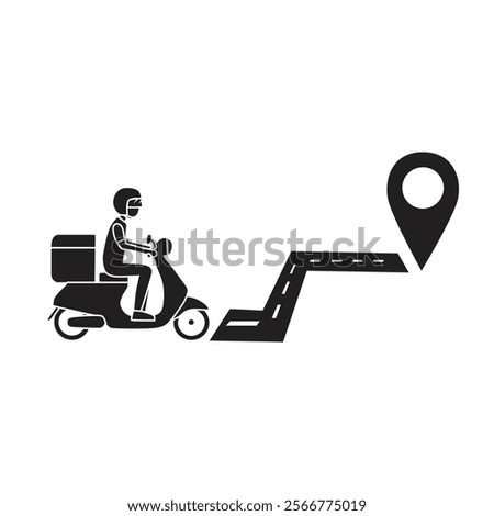 motorcycle courier icon vector in silhouette style