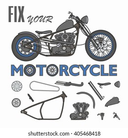 motorcycle creator vector set , emblems, design elements