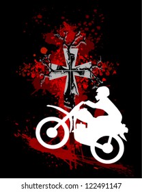 motorcycle with a cross