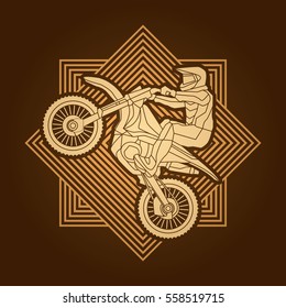 Motorcycle cross jumping designed on line square background graphic vector