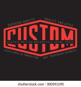 Motorcycle custom typography, t-shirt graphics, vectors