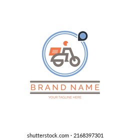 Motorcycle delivery courier logo template design for brand or company and other