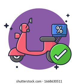 Motorcycle Delivery Discount Success Illustration