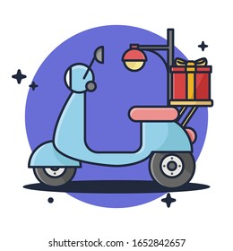 Motorcycle Delivery Gift Vector Icon
