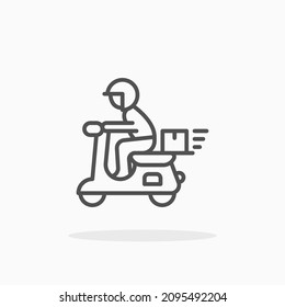 Icono de entrega de motocicletas. Estroque editable y píxel perfecto. Estilo de esquema. Ilustración vectorial. Disfruta de este icono para tu proyecto.