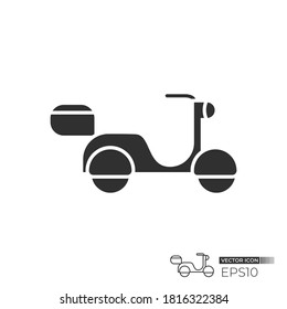 Motorcycle delivery icon. Solid and line vector icon design isolated. Usable for packaging element, sign, and logo