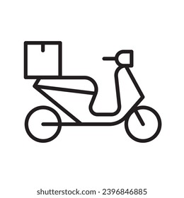 Motorcycle delivery icon symbol, Pictogram flat outline design for apps and websites, Isolated on white background, Vector illustration