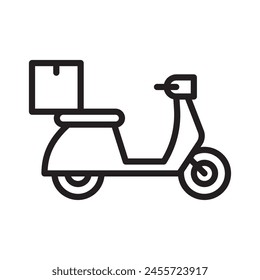 Motorcycle delivery icon symbol, Pictogram flat outline design for apps and websites, Isolated on white background, Vector illustration