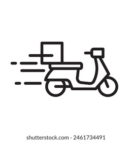 Motorcycle delivery icon symbol, Pictogram flat outline design for apps and websites, Isolated on white background, Vector illustration