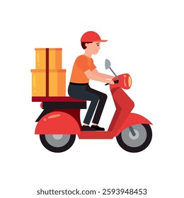 Motorcycle delivery man with package express