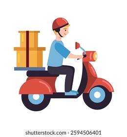 Motorcycle Delivery Rider Carrying Packages