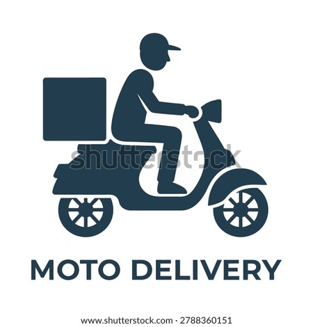 Motorcycle delivery service courier icon with delivery man motorcycle