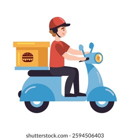 Motorcycle Delivery Service Rider with Package