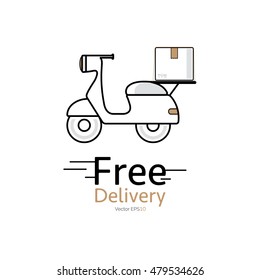 Motorcycle delivery vector icon on white background