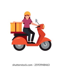 Motorcycle delivery worker with parcel express transport