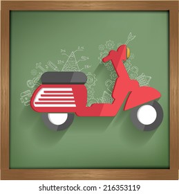 Motorcycle design on blackboard background,clean vector