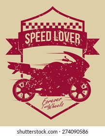Motorcycle design over beige background, vector illustration.