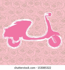 motorcycle design over floral background. vector