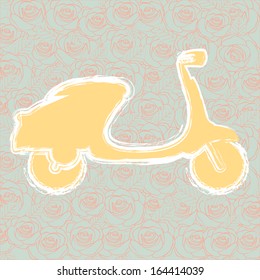 motorcycle design over floral background. vector 