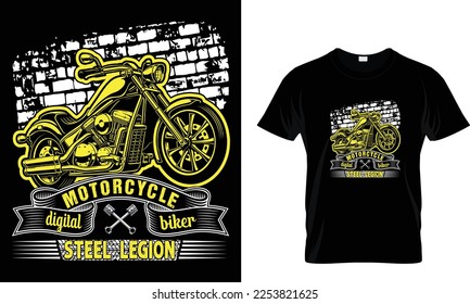 Motorcycle digital biker steel legion...t shirt design template