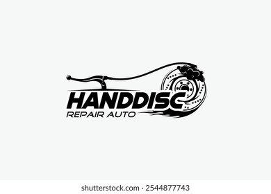 Motorcycle disc brake logo design template, vector logo for motorcycle brake lever workshop