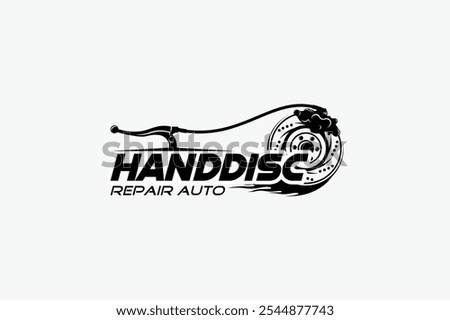 Motorcycle disc brake logo design template, vector logo for motorcycle brake lever workshop