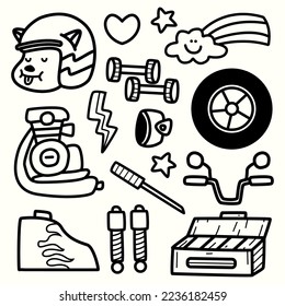 Motorcycle doodle cartoon illustration design