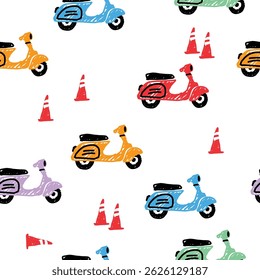 Motorrad-Doodle-Vektor mit weißem Hintergrund