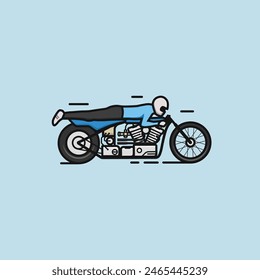 Motorrad Dragster Cartoon Vektorillustration. Drag Bike Logo, Icon, Poster, T-Shirt Print Design