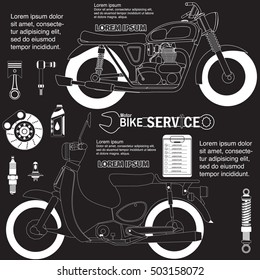 motorcycle drawing. Vector illustration. Editable