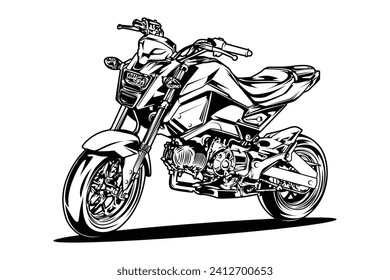 Motorcycle Drawing Vector Illustration White Background