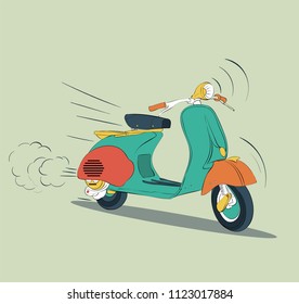 a motorcycle drawn with cute colors