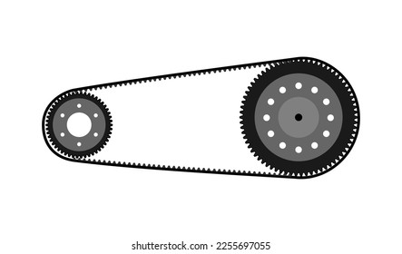 Motorcycle drive belt with sprocket, vector line