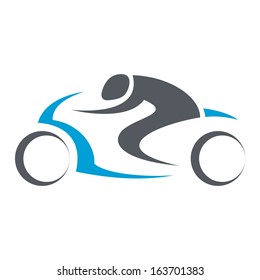 motorcycle driver isolated illustration in black lines