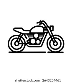 "Motocicleta clássica com bandeiras quadriculadas duplas acima, simbolizando velocidade e vitória em esportes motorizados