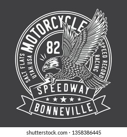 Motorcycle eagles typography, tee shirt graphics, vectors, hand drawn artwork