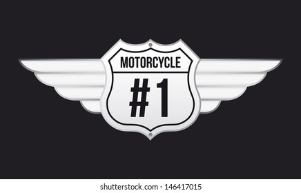 motorcycle emblem over black background vector illustration