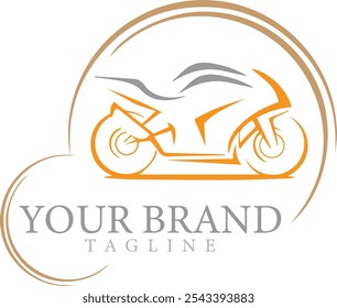 Motocicleta Emblema Vetor ilustração logotipo transporte bicicleta retro elegante.
