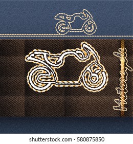 Motorcycle embroidery machine stylized icon. Vector eps 10.
