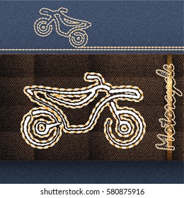 Motorcycle embroidery machine stylized icon. Vector eps 10.