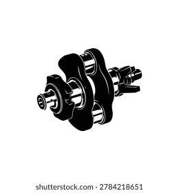 Motorcycle Engine Crankshaft Metal Component Icon. Black filled icon of an internal combustion engine crankshaft mechanism