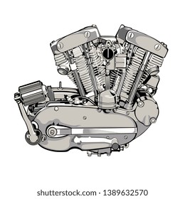 motorcycle engine illustration art 