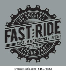 motorcycle engine parts typography, t-shirt graphics, vectors