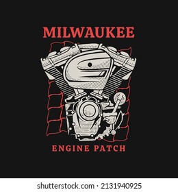 Motorcycle engine patch model or type design. vector illustration