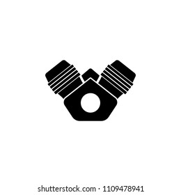 Motorcycle engine v twin isolated vector icon on white background